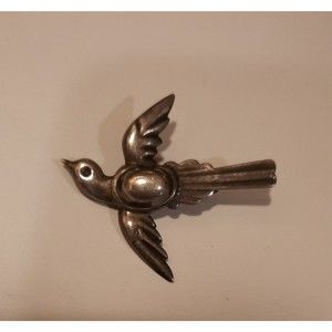 Vintage Sterling 925 Song Bird in Flight Brooch. Silver. Flying.